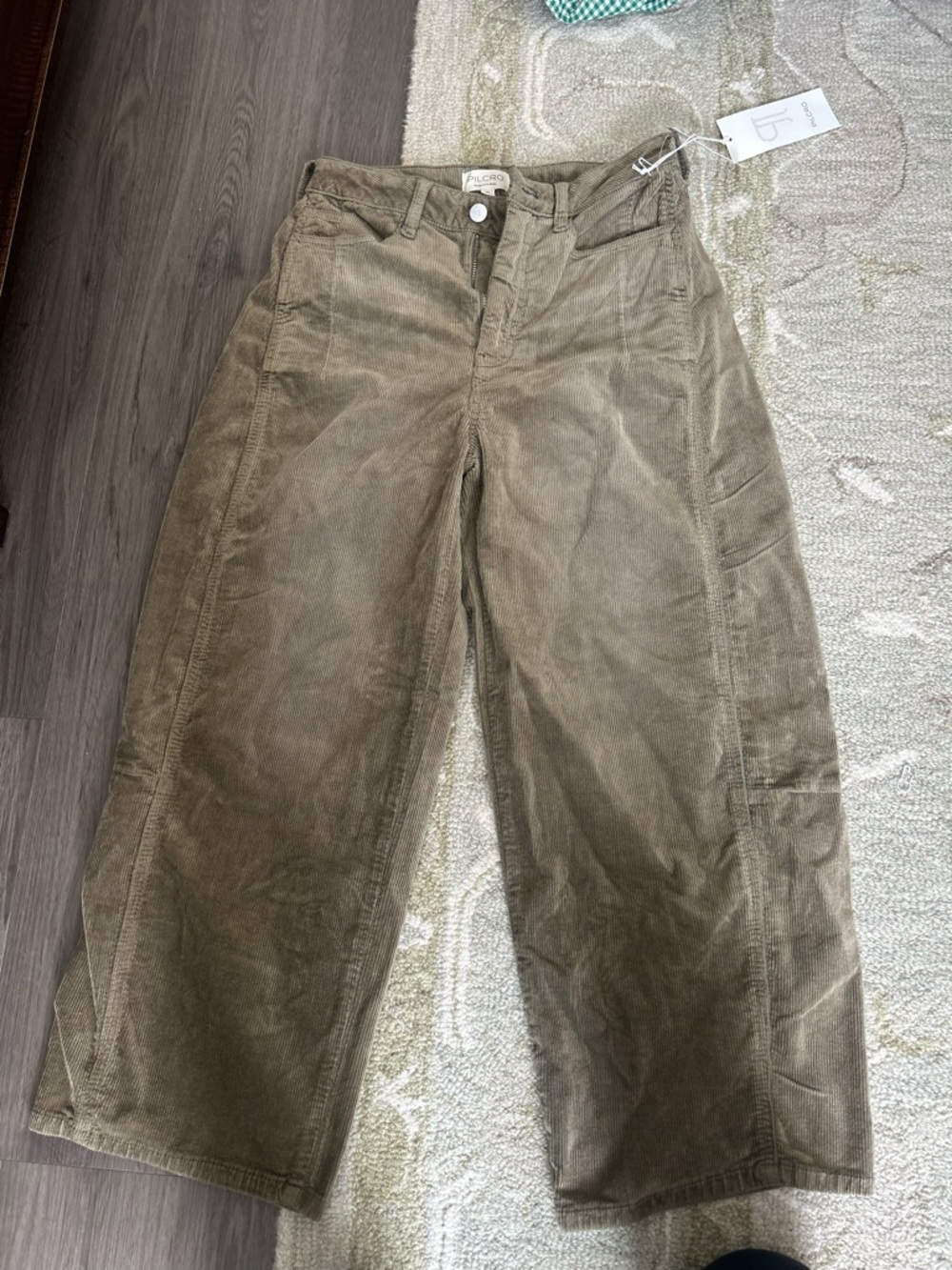 Anthropologie Wide-Leg Corduroy Pants in Olive Brown